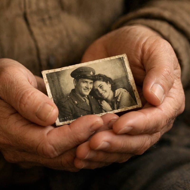 Hands holding a cherished photograph — carrying memory